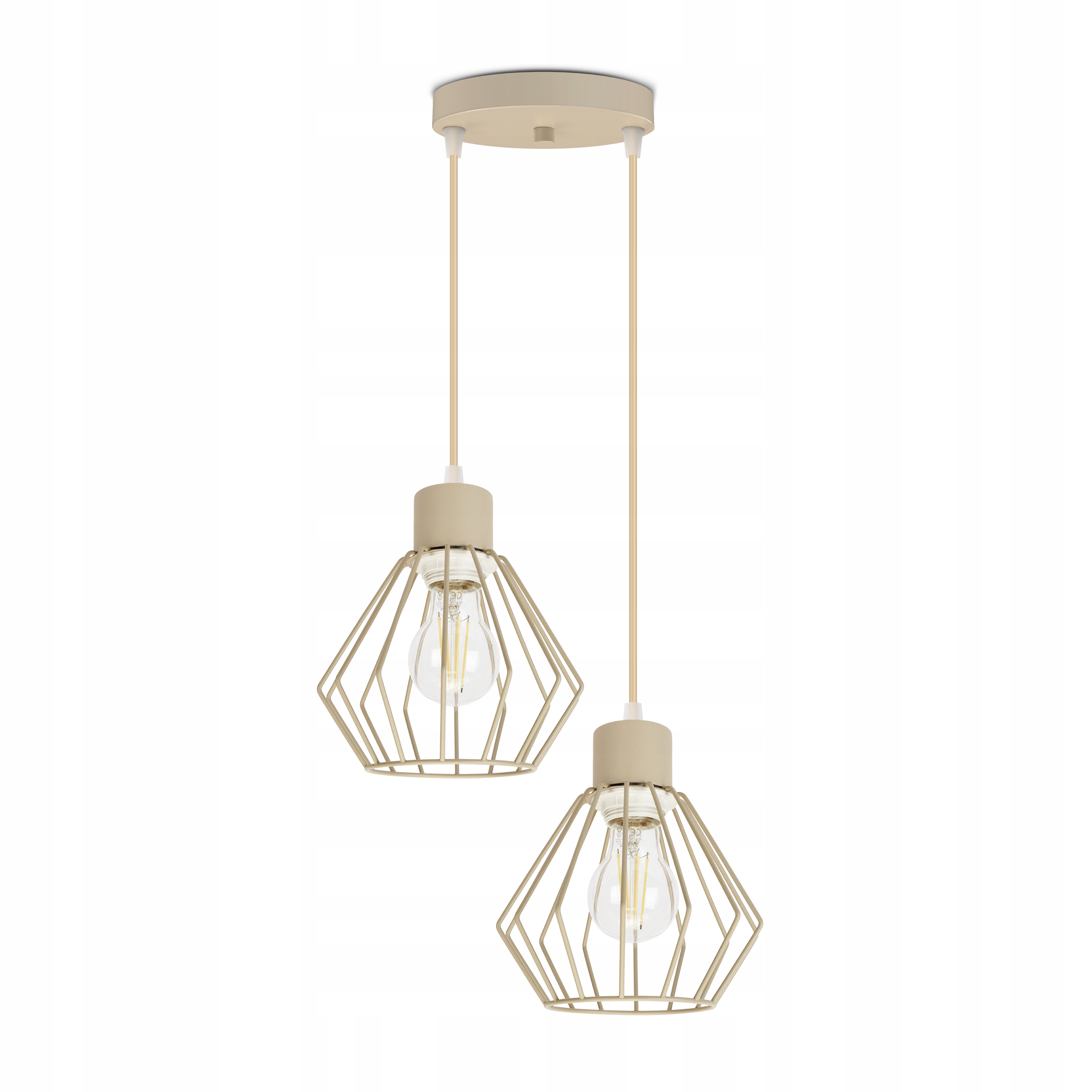 Závěsné Stropní Svítidlo Moderní béžová Loft skandinávská drátěná 2xE27