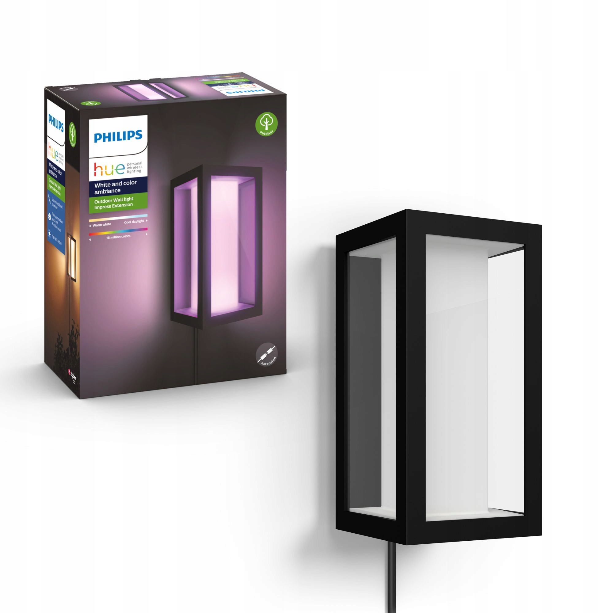 Záhradné nástenné svietidlo Philips Hue čierne, integrovaný Led zdroj 8 W sw897