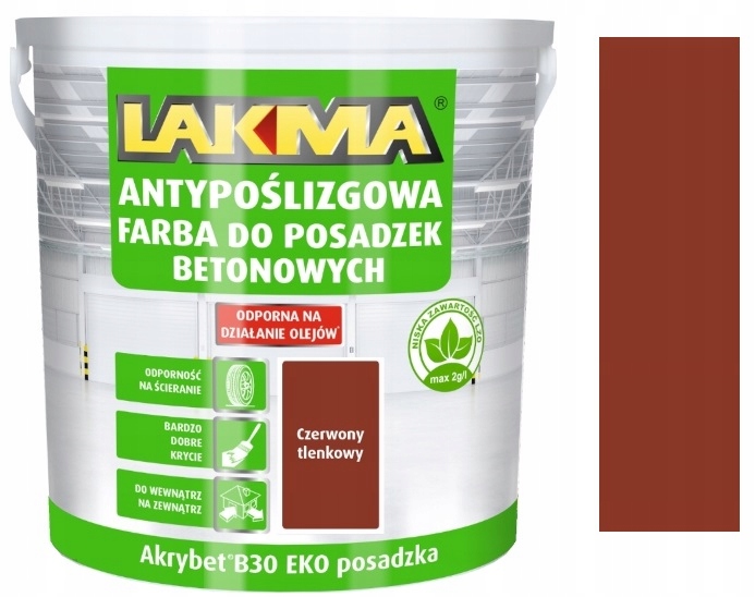 Lakma Akrybet B-30 Eko Farby Antypoślizgowa Posadzki Czerwony Tlenk. 4L