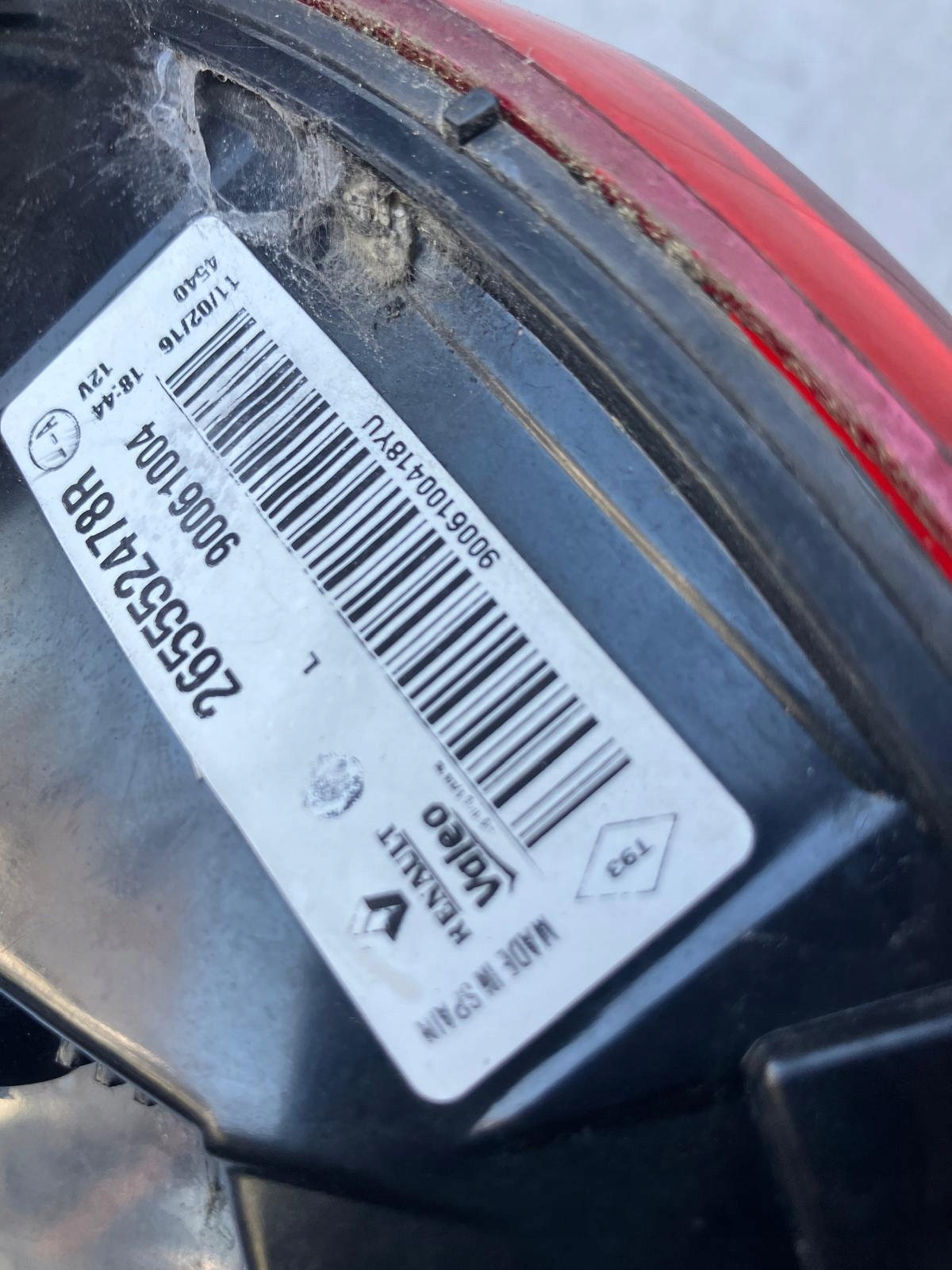 light left rear part RENAULT KADJAR 265552478R