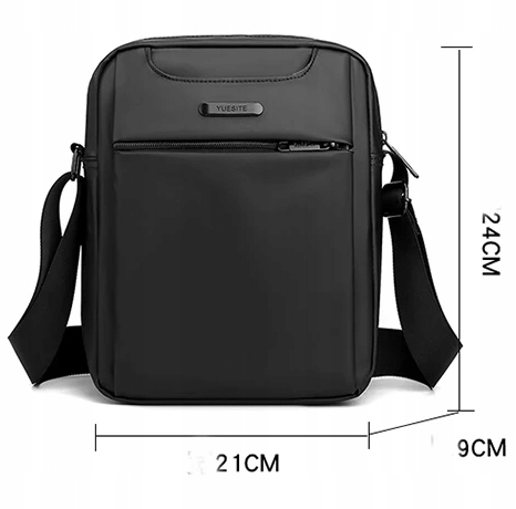 YOUESITE SASZETKA MĘSKA WODOODPORNA TORBA LISTONOSZKA DUŻA Kolor czarny