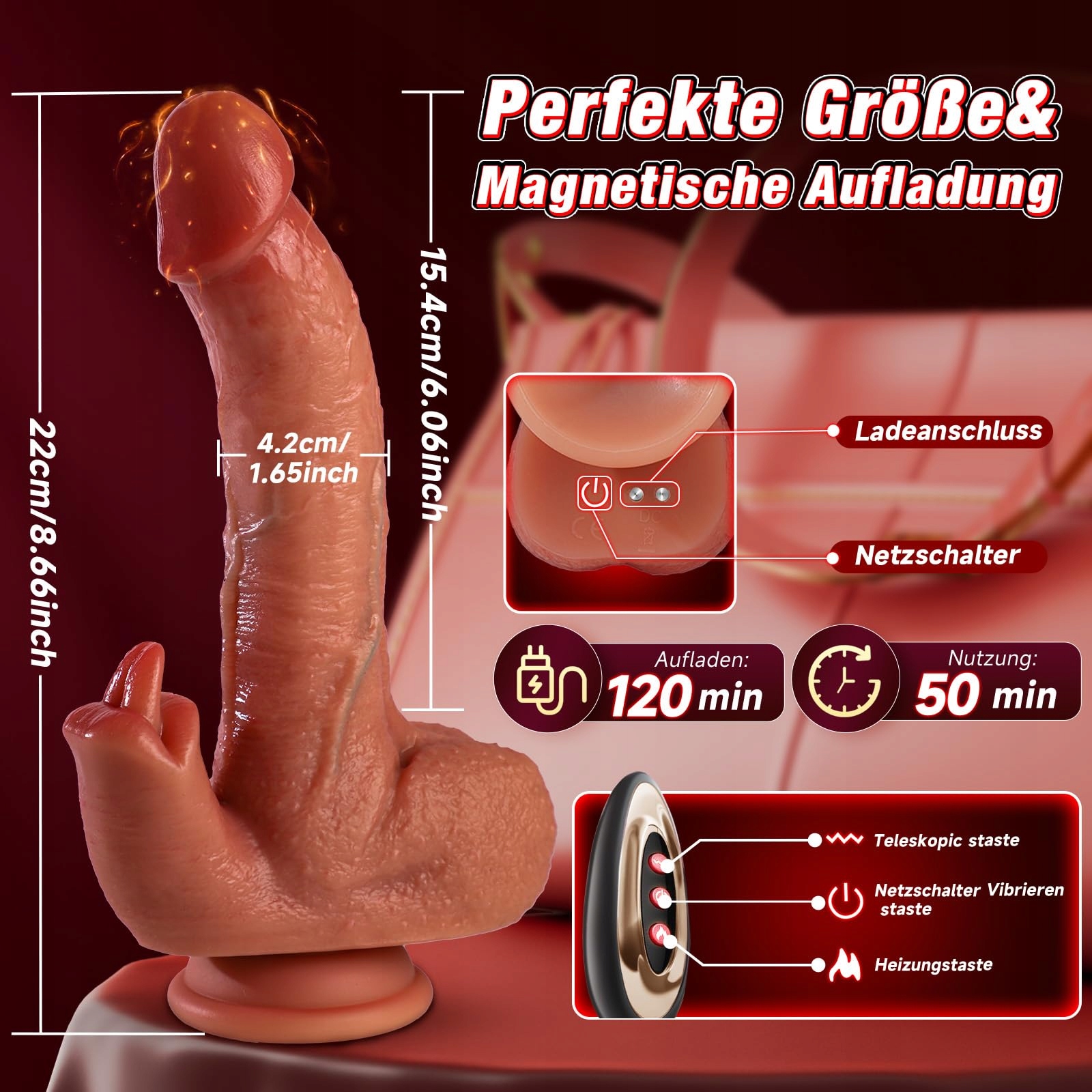 LECKFUNKTION Wibrator Dla Kobiet: 81 Trybów, 9 Wibracji, Silikon Kremowy — miniatura 6