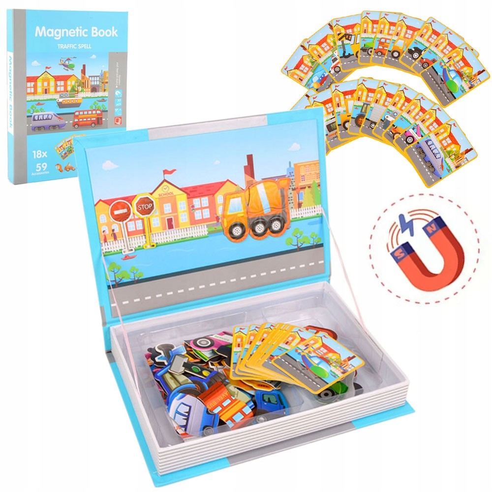 

Układanka magnetyczna magnetibook pojazdy puzzle