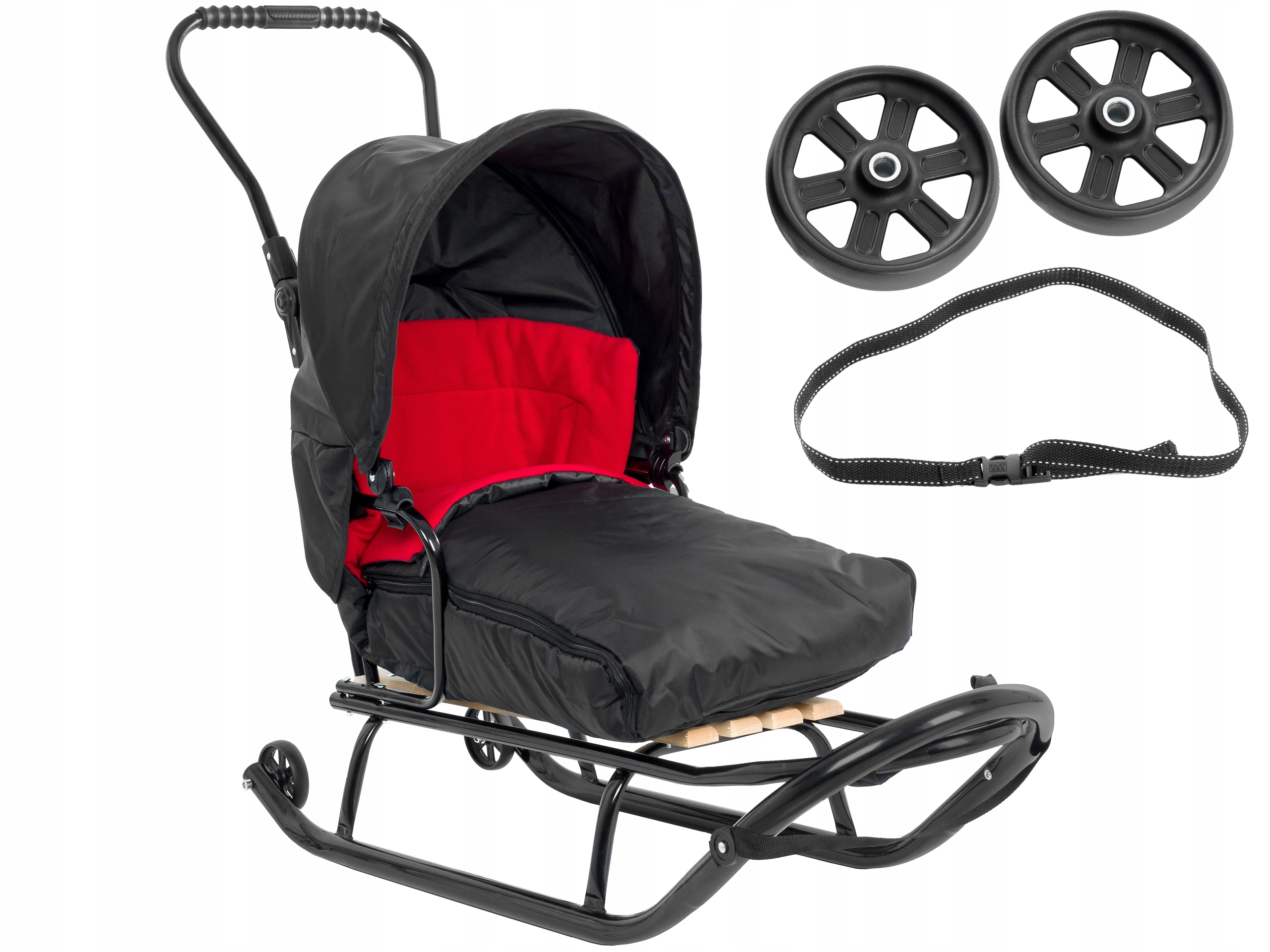 Grube Polskie Sanki Sportline Śpiwór Budka Kółka Pchacz Pas