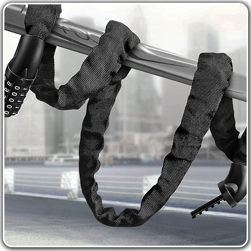 BLOKADA ROWEROWA DO ROWERU ZAPIĘCIE ROWEROWE NA SZYFR KOD ŁAŃCUCH 120 cm! Kolor dominujący czarny