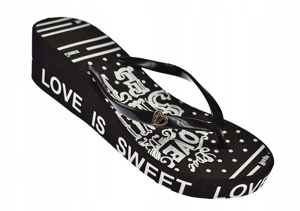 

Japonki klapki damskie na koturnie B1466 Bk roz 36