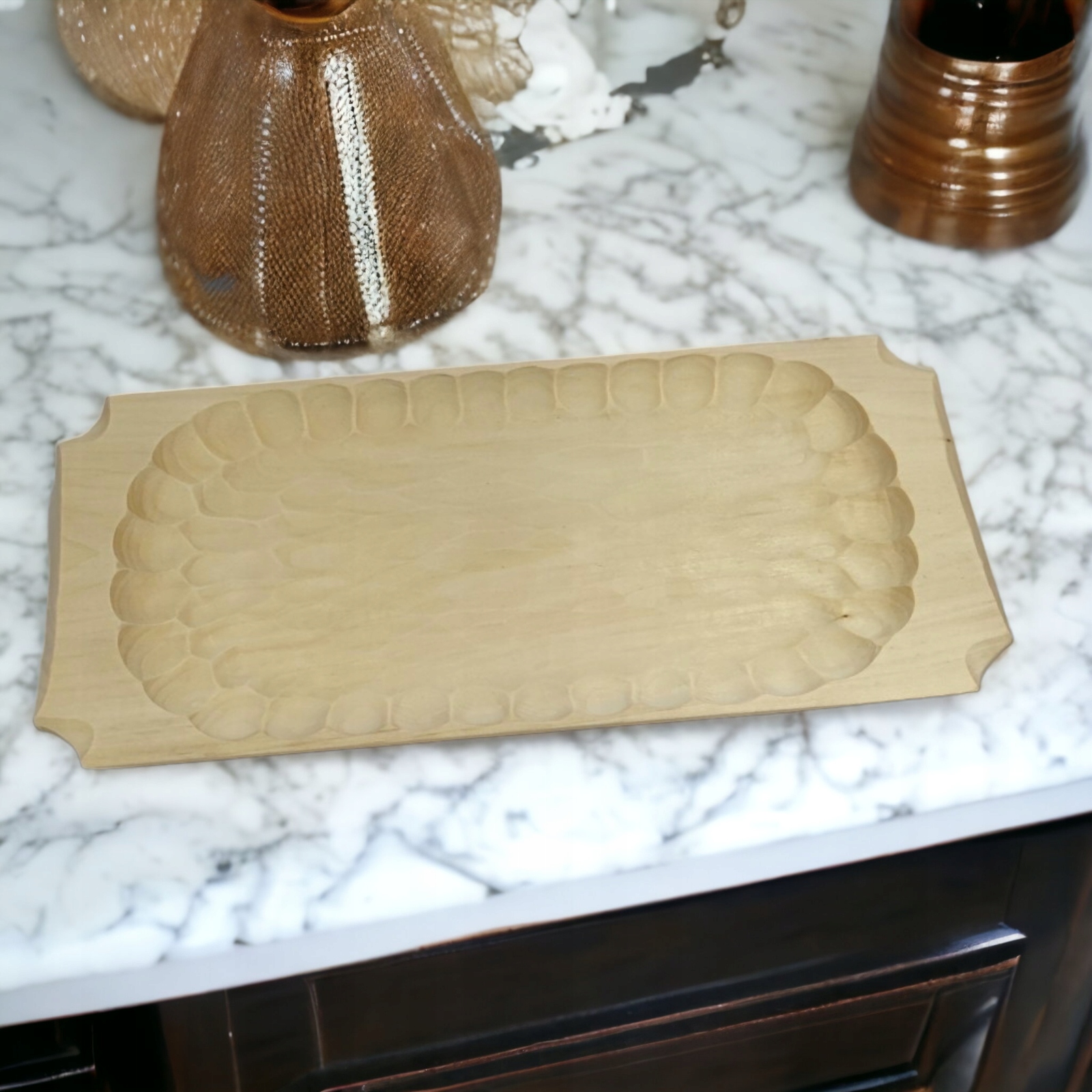 TACKA korytko rzeźbione niecka półmisek DREWNIANY 35x17 Marka Demo