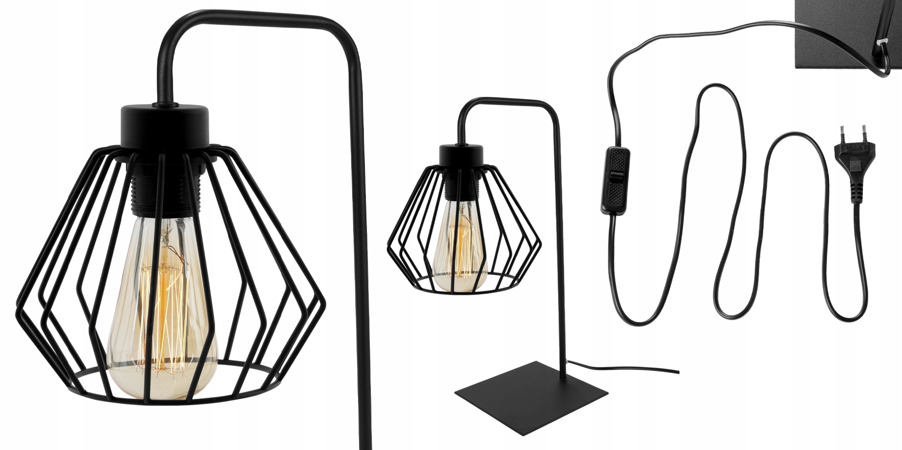 LAMPKA STOJĄCA NOCNA BIURKOWA DRUCIAK CZARNA LED Kolor czarny