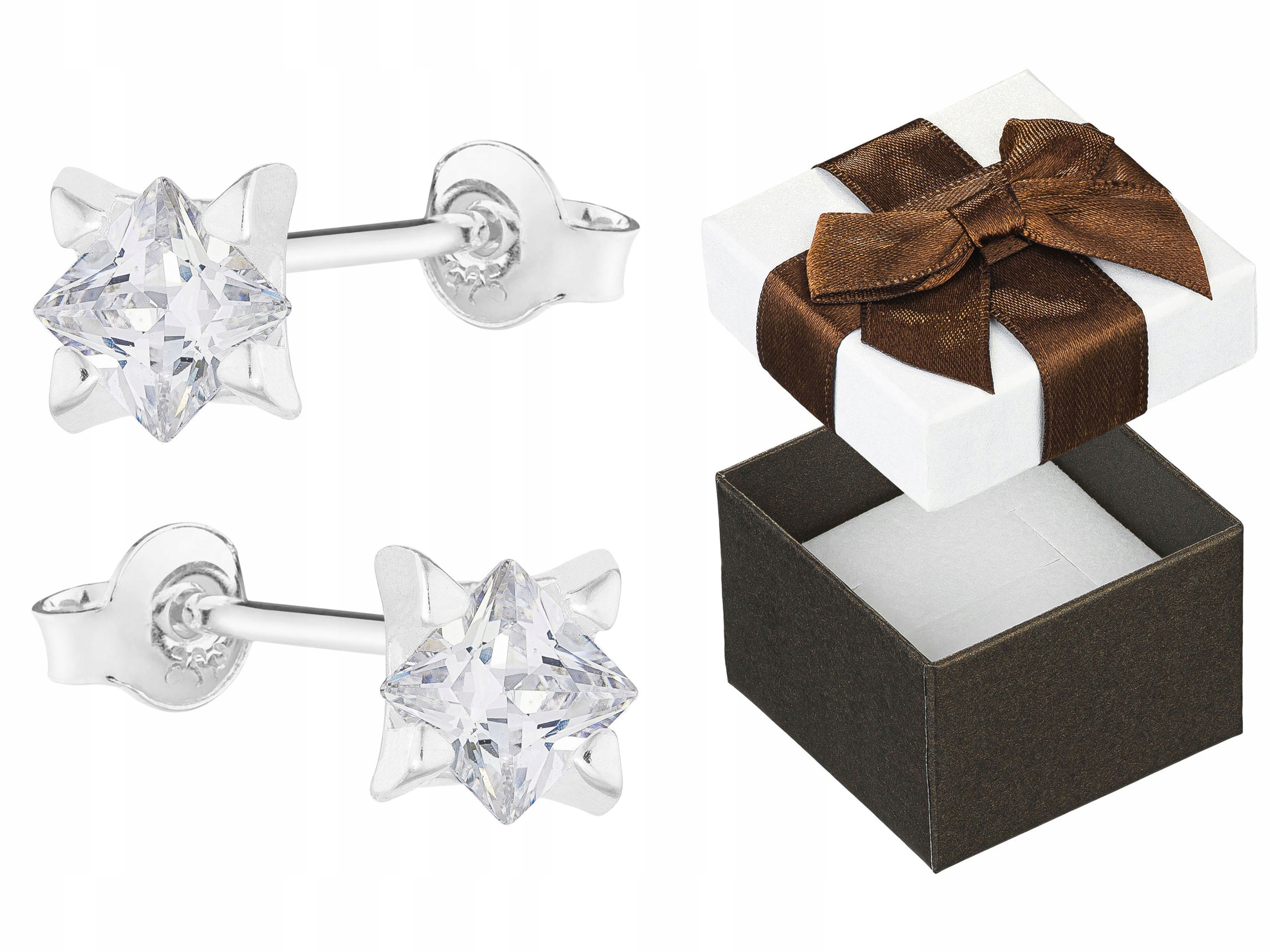 Stříbrné Náušnice s drobnými zirkony Elegantní dámské šroubky 6 mm Stříbro