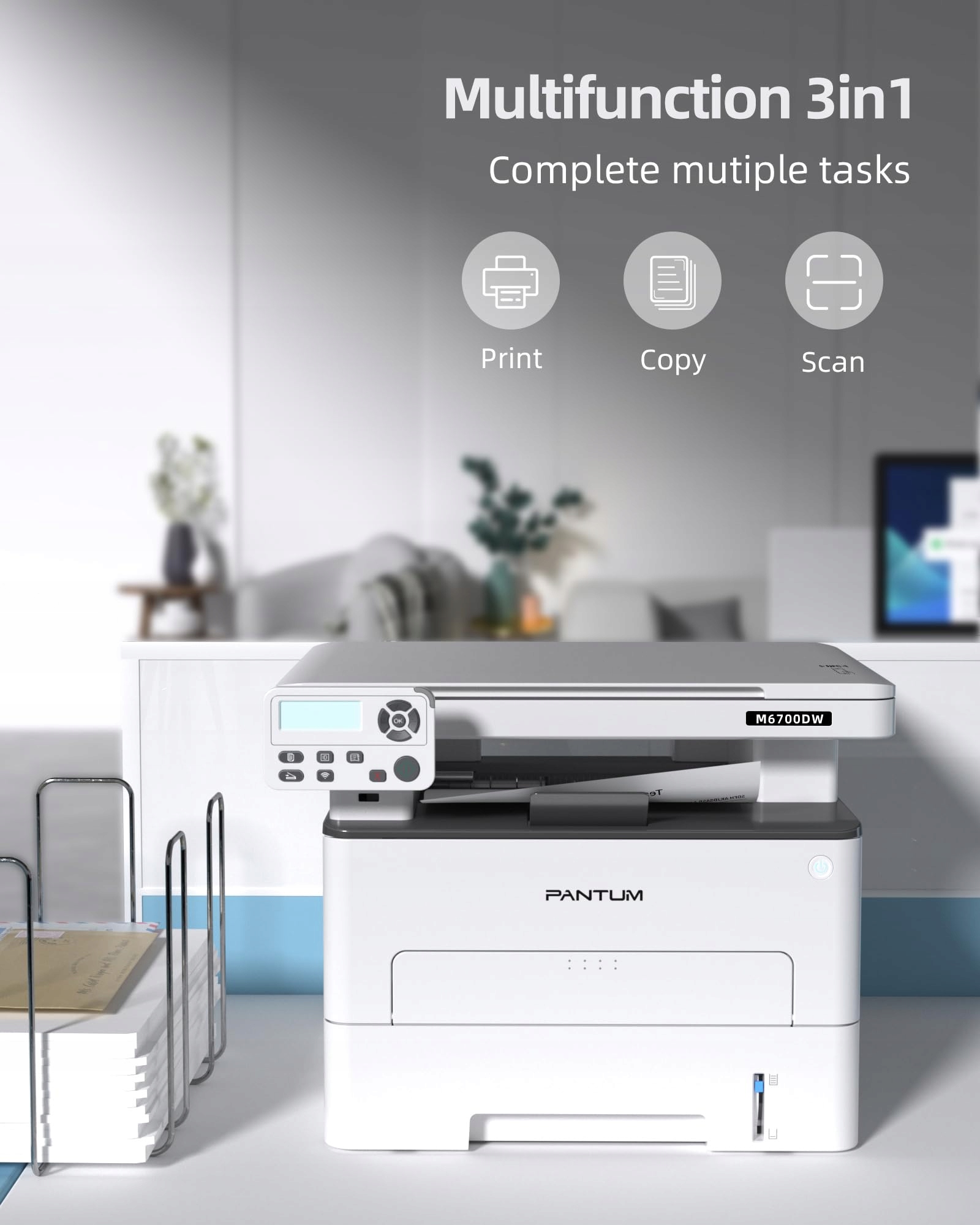 PANTUM M6700DW Drukarka Laserowa 3w1 Druk Kopiuj Skan WiFi USB Ethernet — miniatura 2