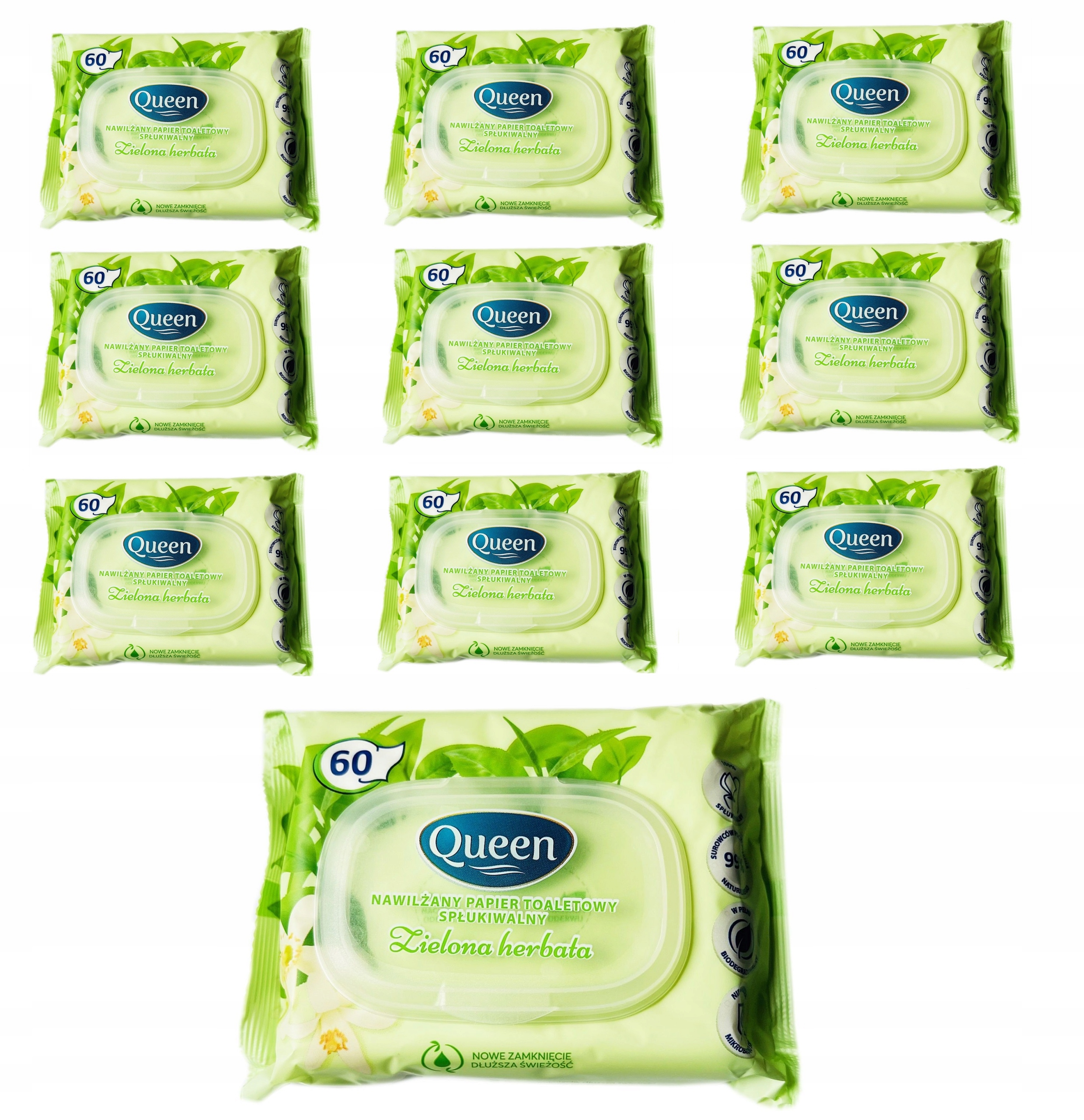 

Nawilżany papier toaletowy Queen zapachowy 10x60sz