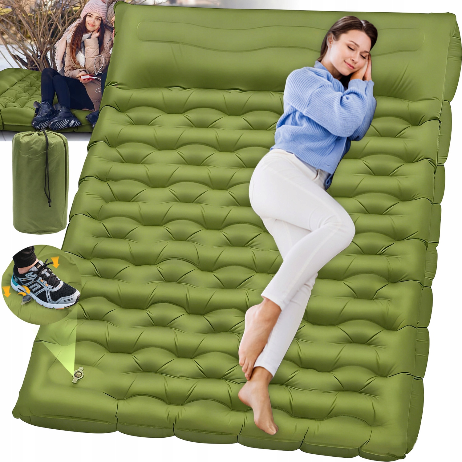 Matrace S Kempingovým Polštářem, Rolovací Podložka Pro 2 Osoby