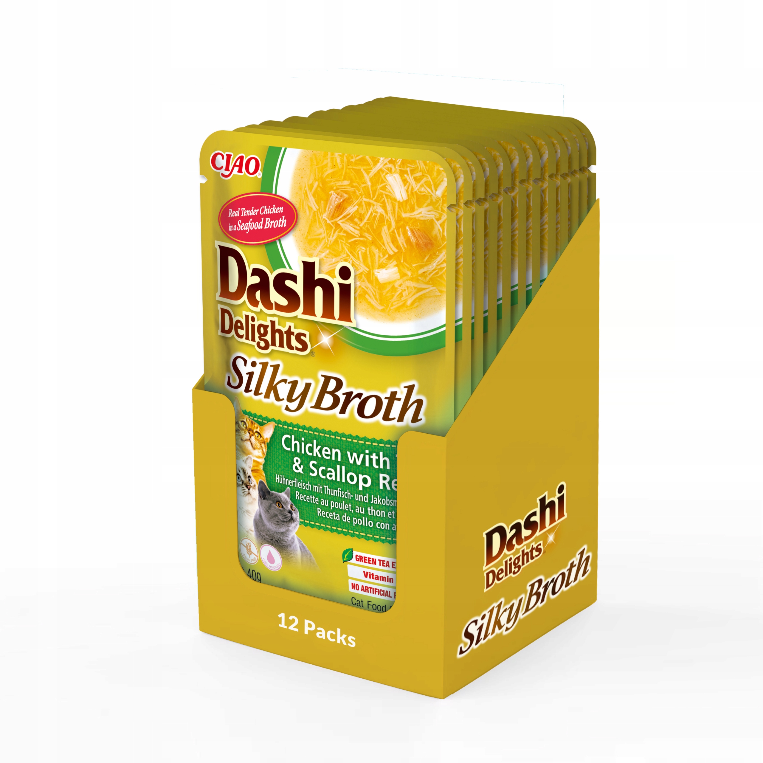 Levně Inaba Cat Dashi Delights Silky Kuřecí Tuňák A Hřebena 12x40g