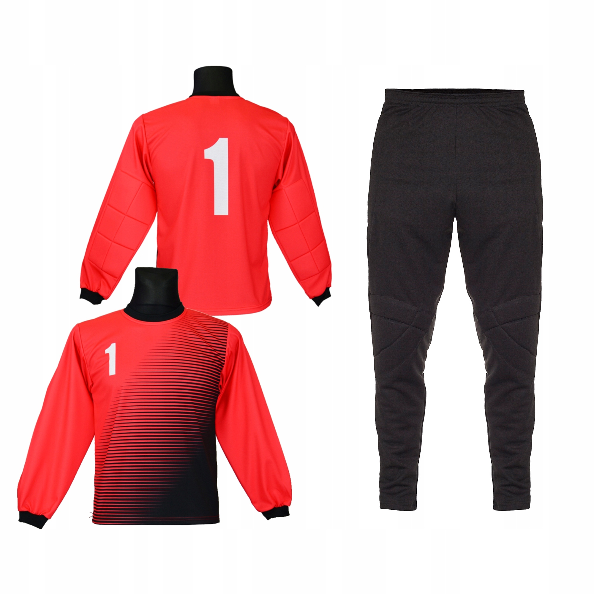 Brankářská Souprava Komplet Červená Mikina č. a Dlouhé Kalhoty Černé 158