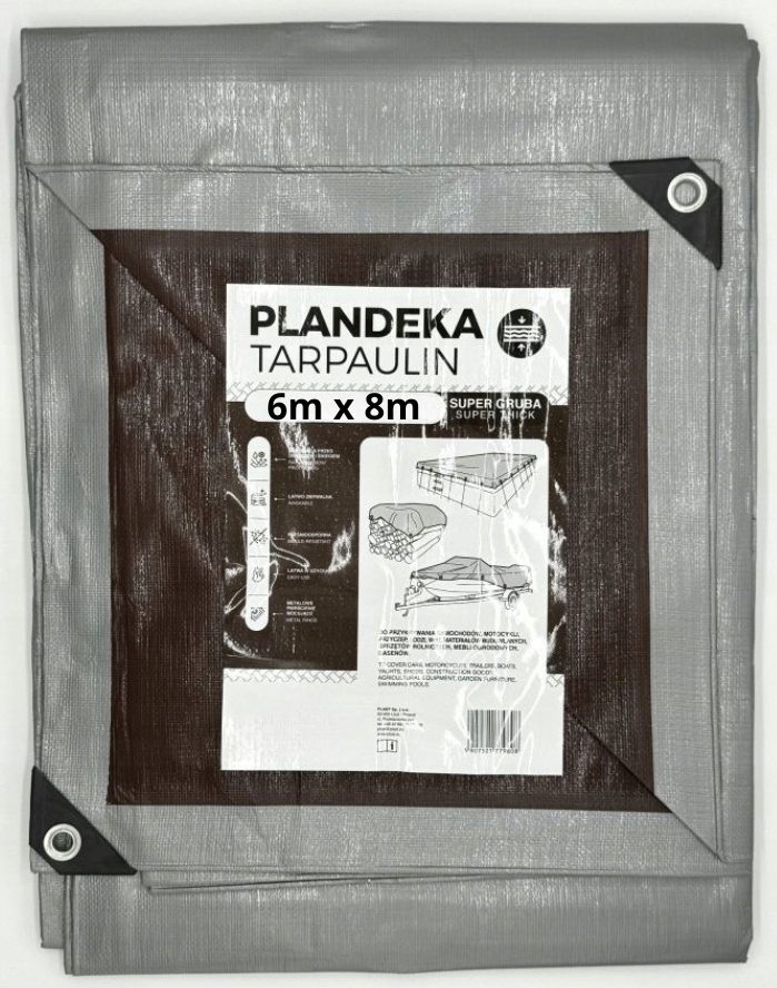 Plachta voděodolná 6x8 m stříbrná silná ochranná Plachta