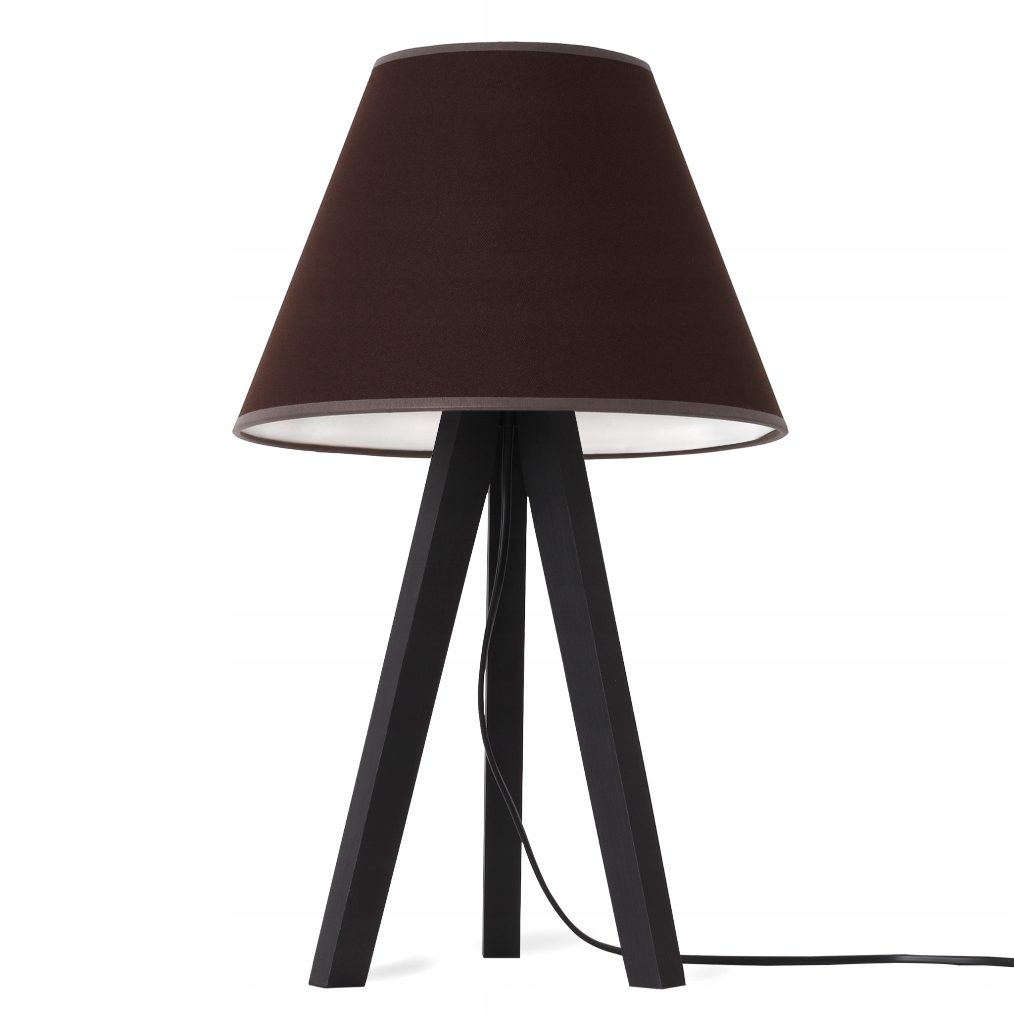 Noční Lampa Stolní Lampa Trojnožka Dřevěná S Stínítkem Hnědá Do Ložnic