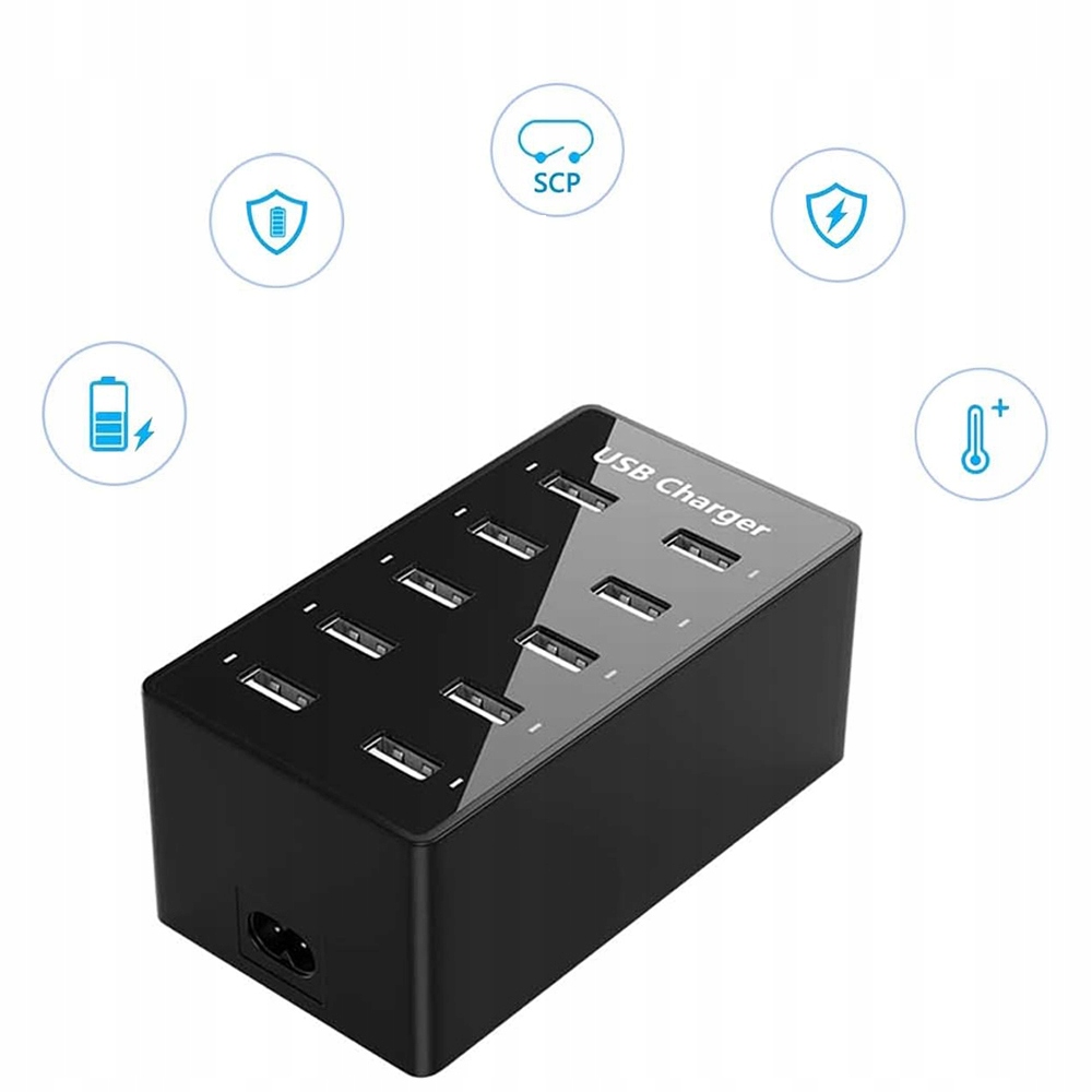 ŁADOWARKA BIURKOWA USB Z 10 PORTAMI INTELIGENTNY POWERBANKI 50W 10A 5V 1.4M Marka Inna