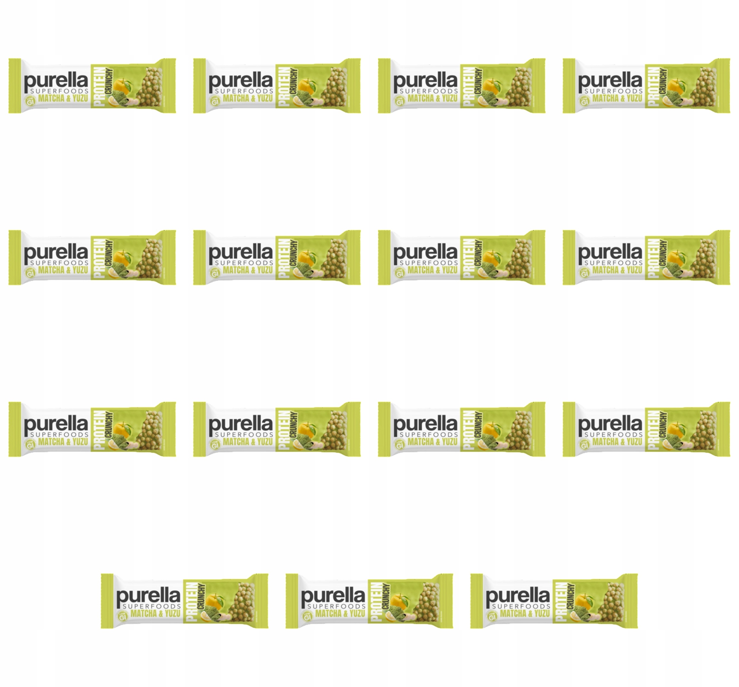 Purella Superfoods Tyčinka Protein Crunchy Matcha & Yuzu 45 g X15
