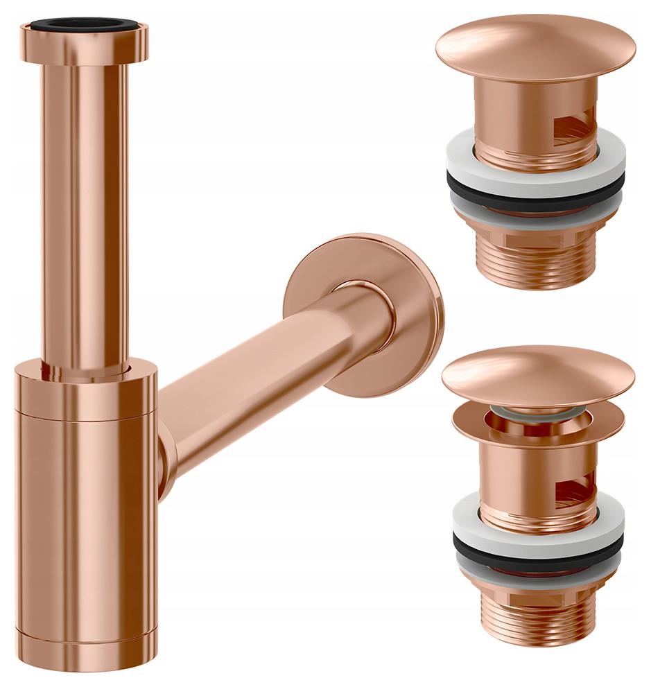 Umývadlový Sifón Rose Gold Mosadzný Klik Klak Zp