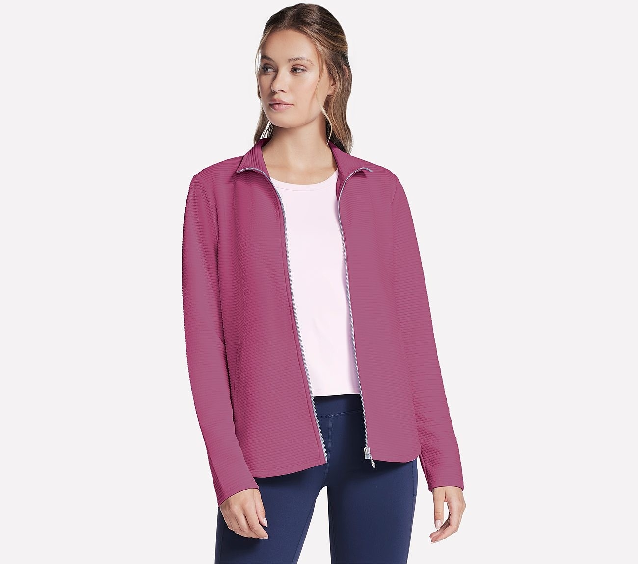 Mikina Skechers The Hoodless Hoodie Go Walk Shine Jacket růžová JA7