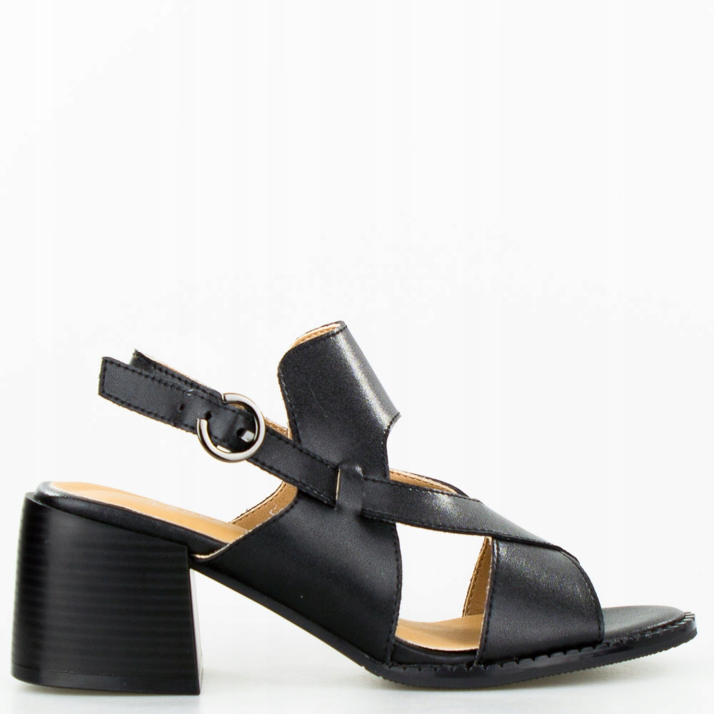 Černé Sandály Na Klínku, Spona Z Eko Kůže, Velikost 38
