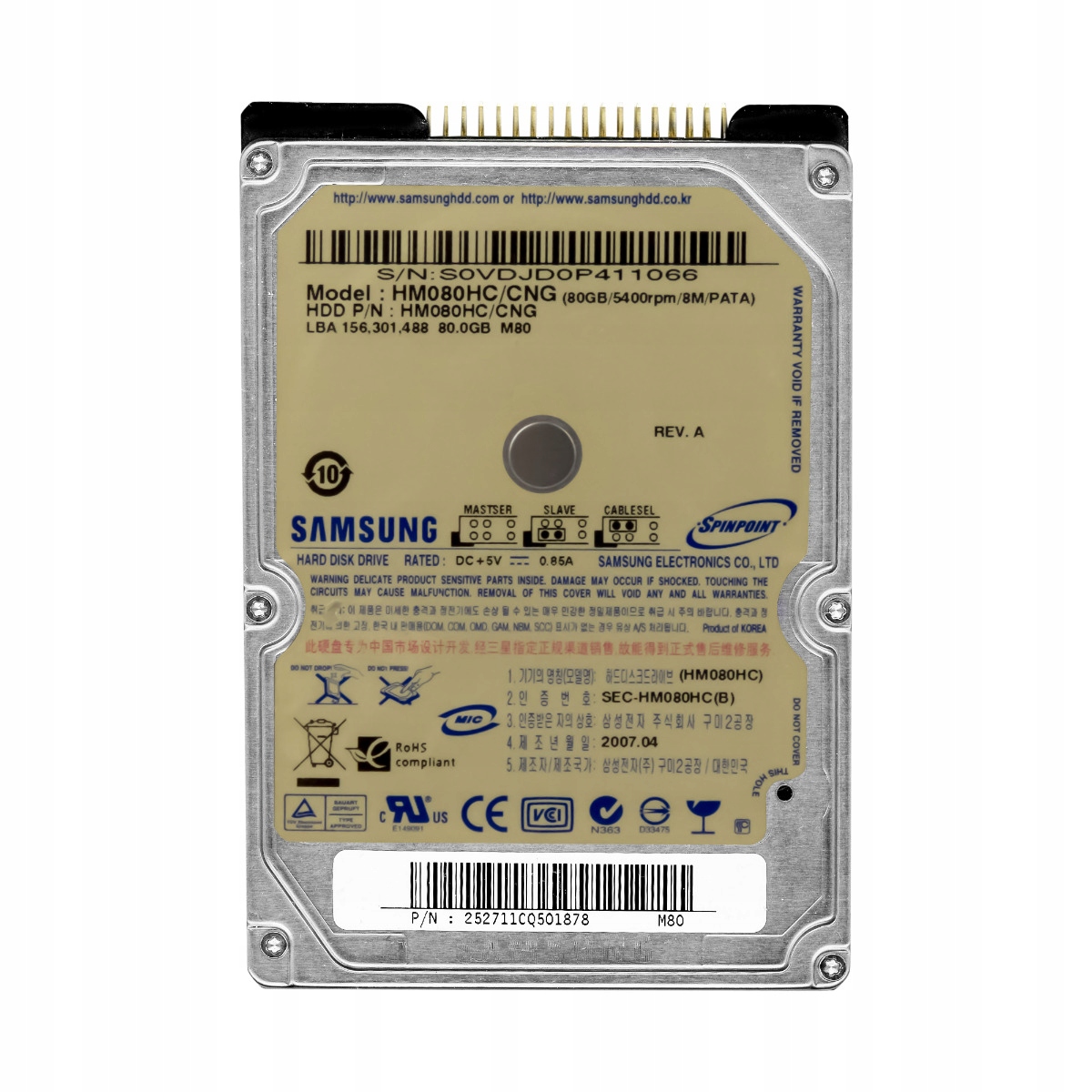 Samsung 80GB 5.4k 8MB Ata 2.5'' HM080HC/CNG