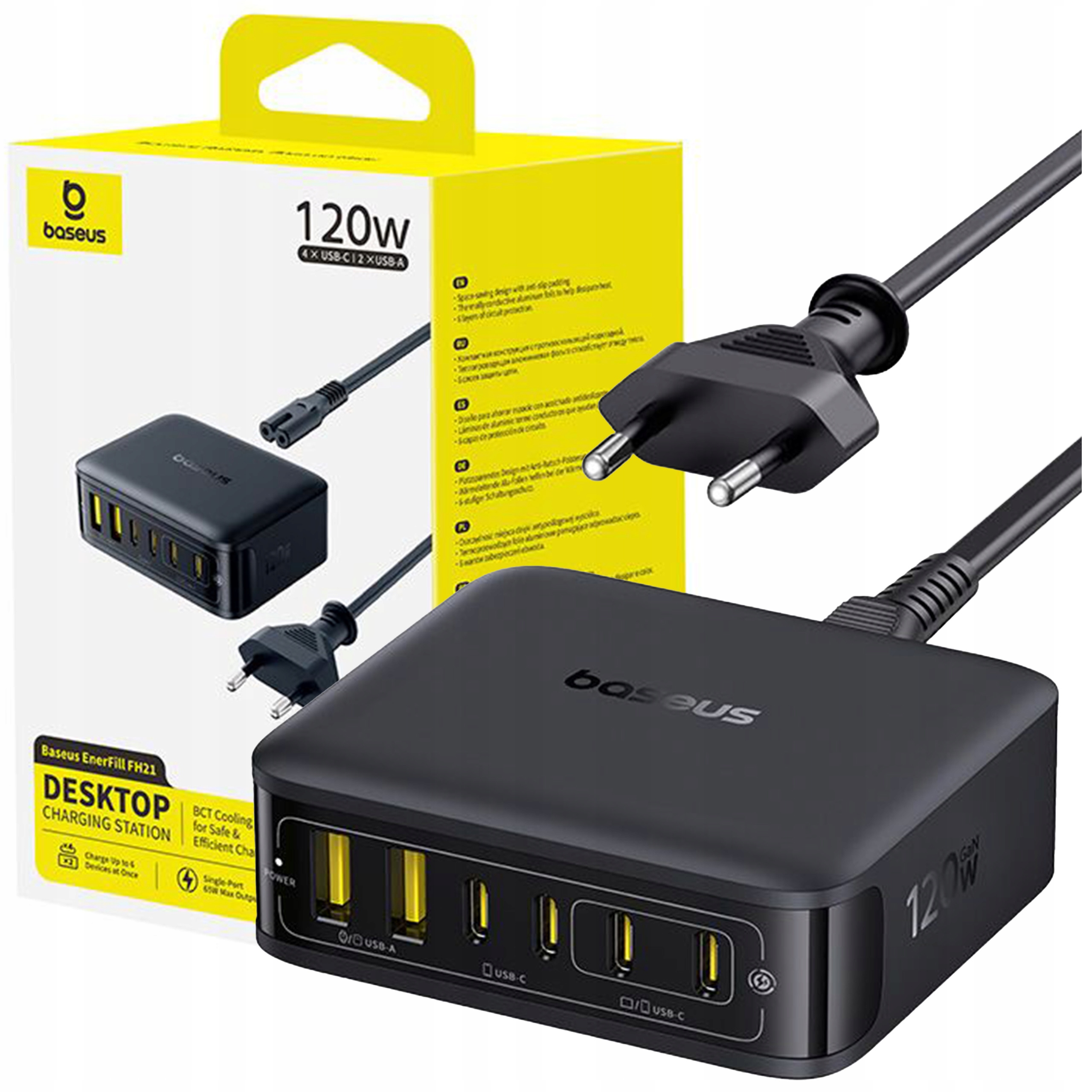 Baseus Rychlá Nabíjecí Stanice Gan 120W 4x Usb-c Typ C 2x Usb-a