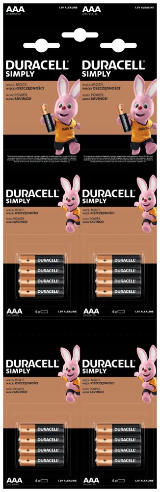 

16 x Bateria alkaliczna Duracell Aaa LR3 (4x4)