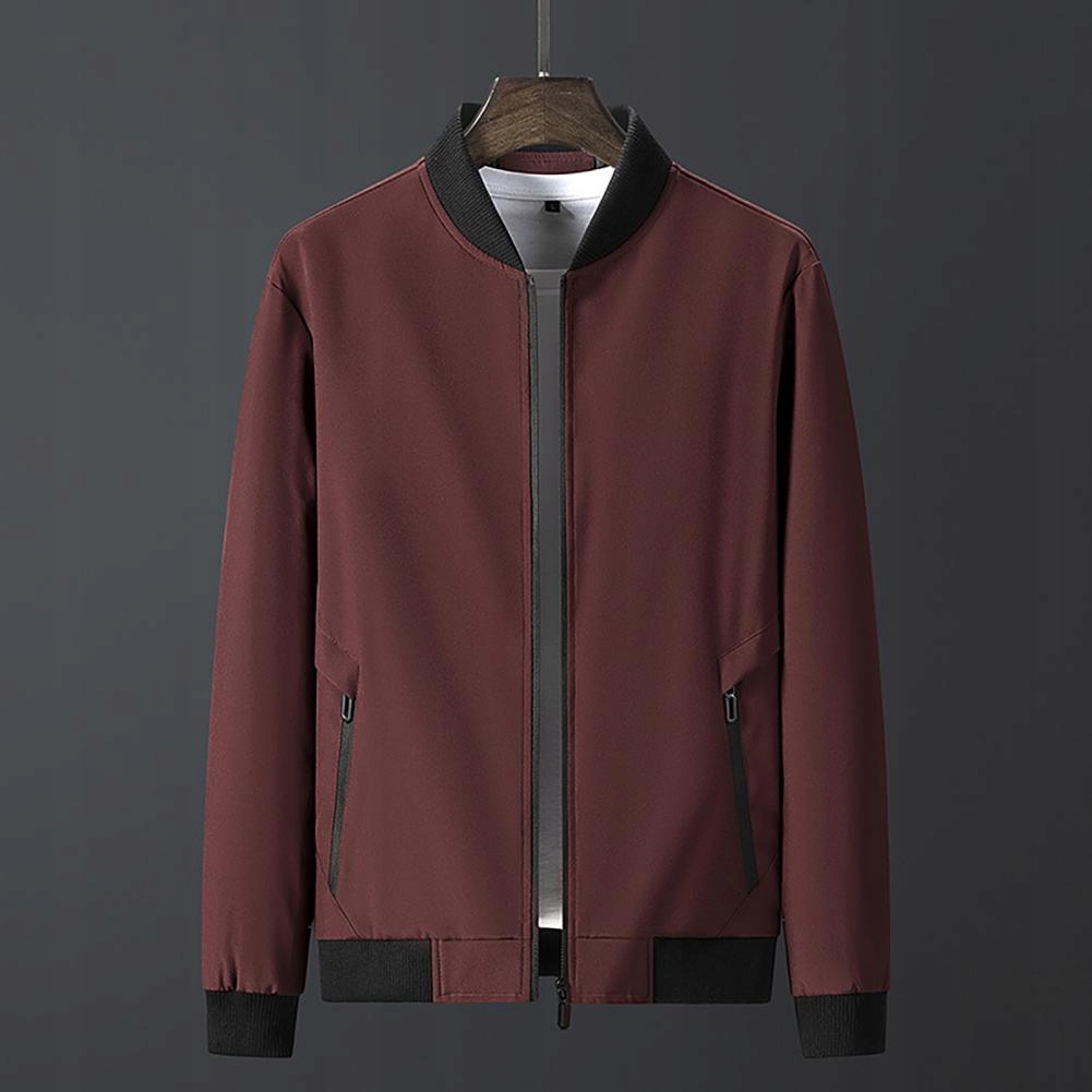 Men Casual Jacket Solid Color Stand Collar Brand M Marka bez marki