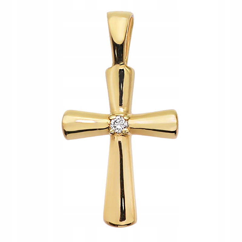 Zlatý Kříž Křížek pr. 585 14k s centrálním Briliantem 0,014ct Krabička
