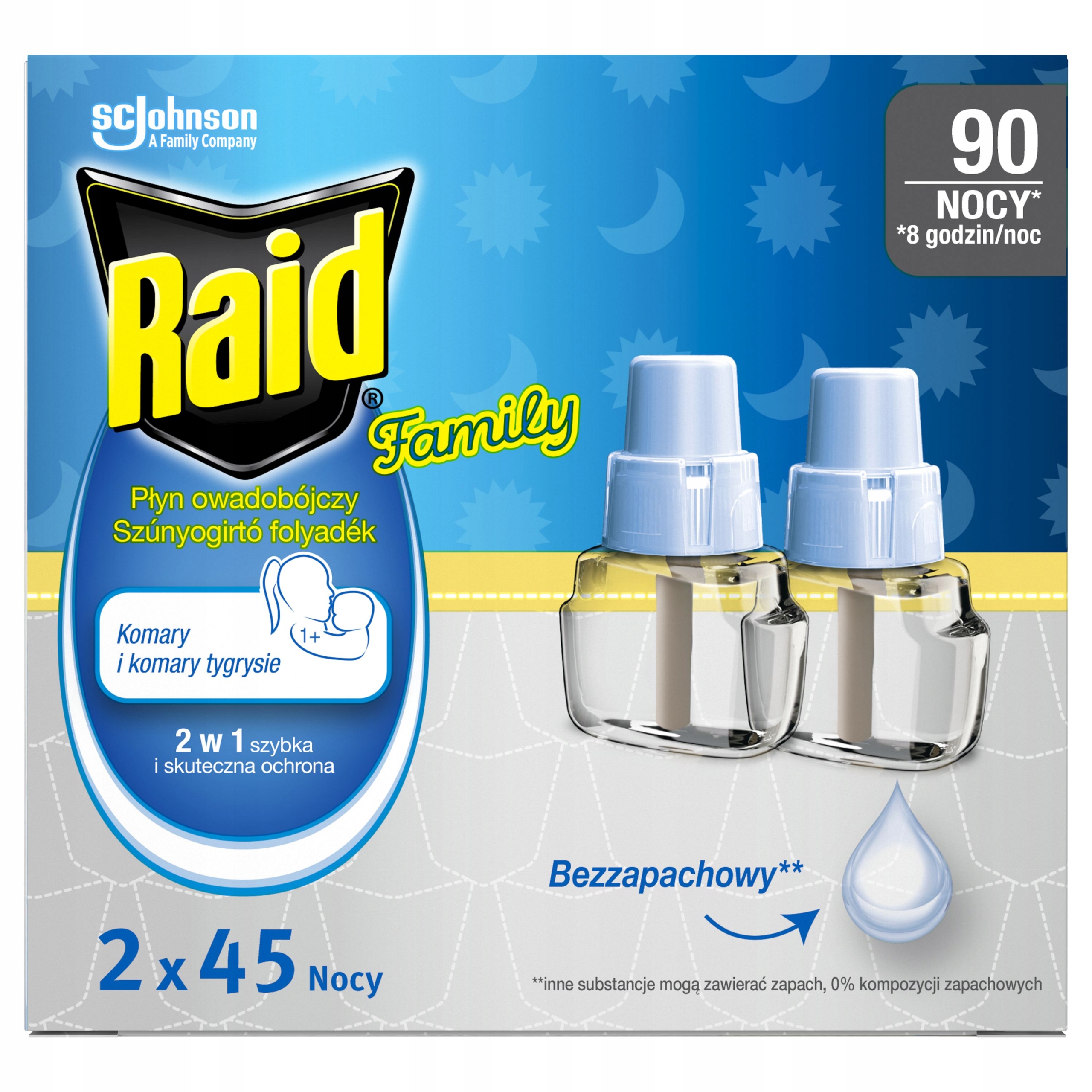 PŁYN NA KOMARY DO ELEKTROFUMIGATORA OWADOBÓJCZY RAID BEZZAPACHOWY 90 NOCY