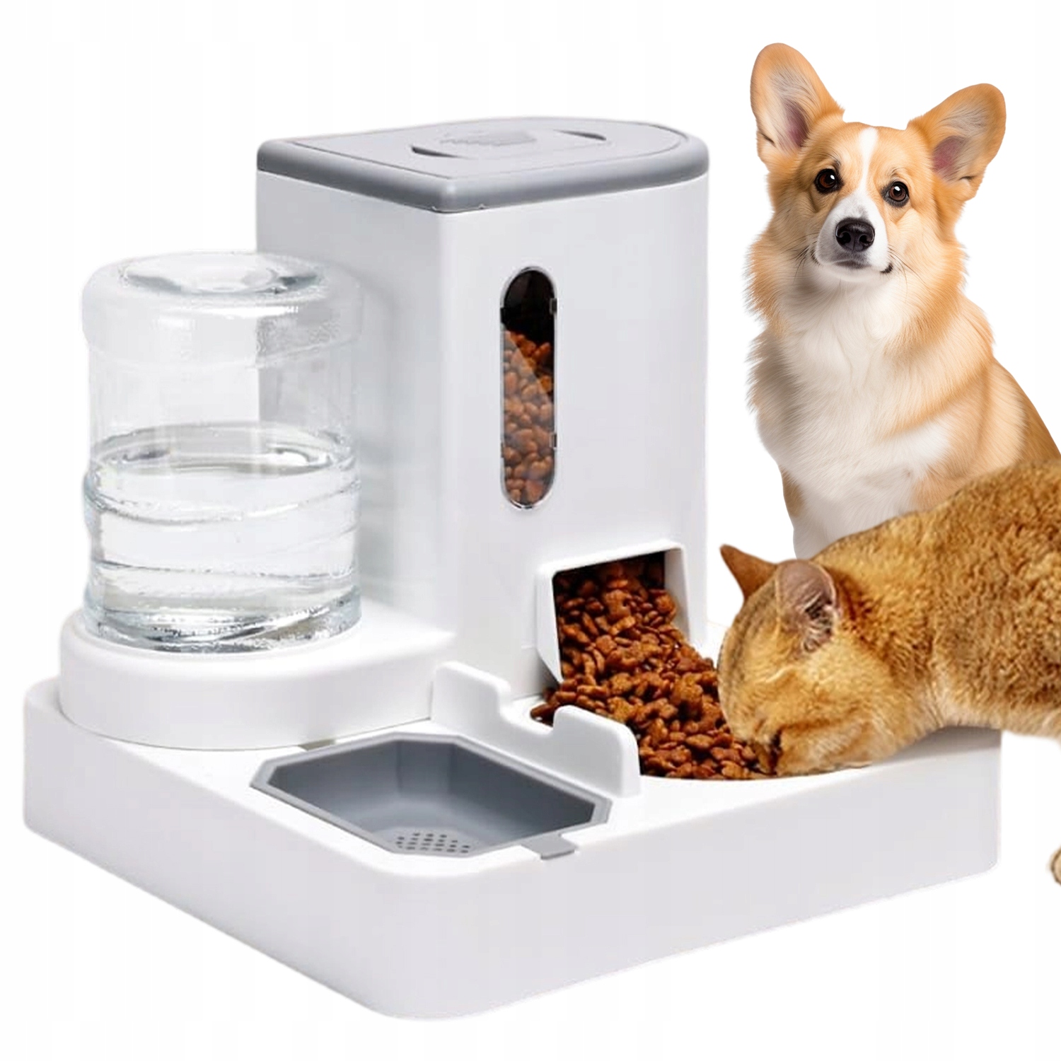 Levně Automat Na Krmení 2V1 Pro Psa Kočku 2.2 L Dávkovač Krmiva S Napáječkou 1 L