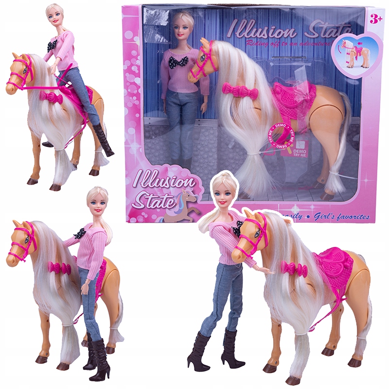 

Lalka z konikiem chodzący koń chodzi rży siodło