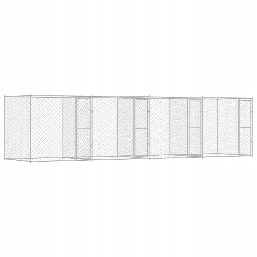 Levně Klec pro psa Stříbrná 800 x 200 x 200 cm Pozinkovaná ocel