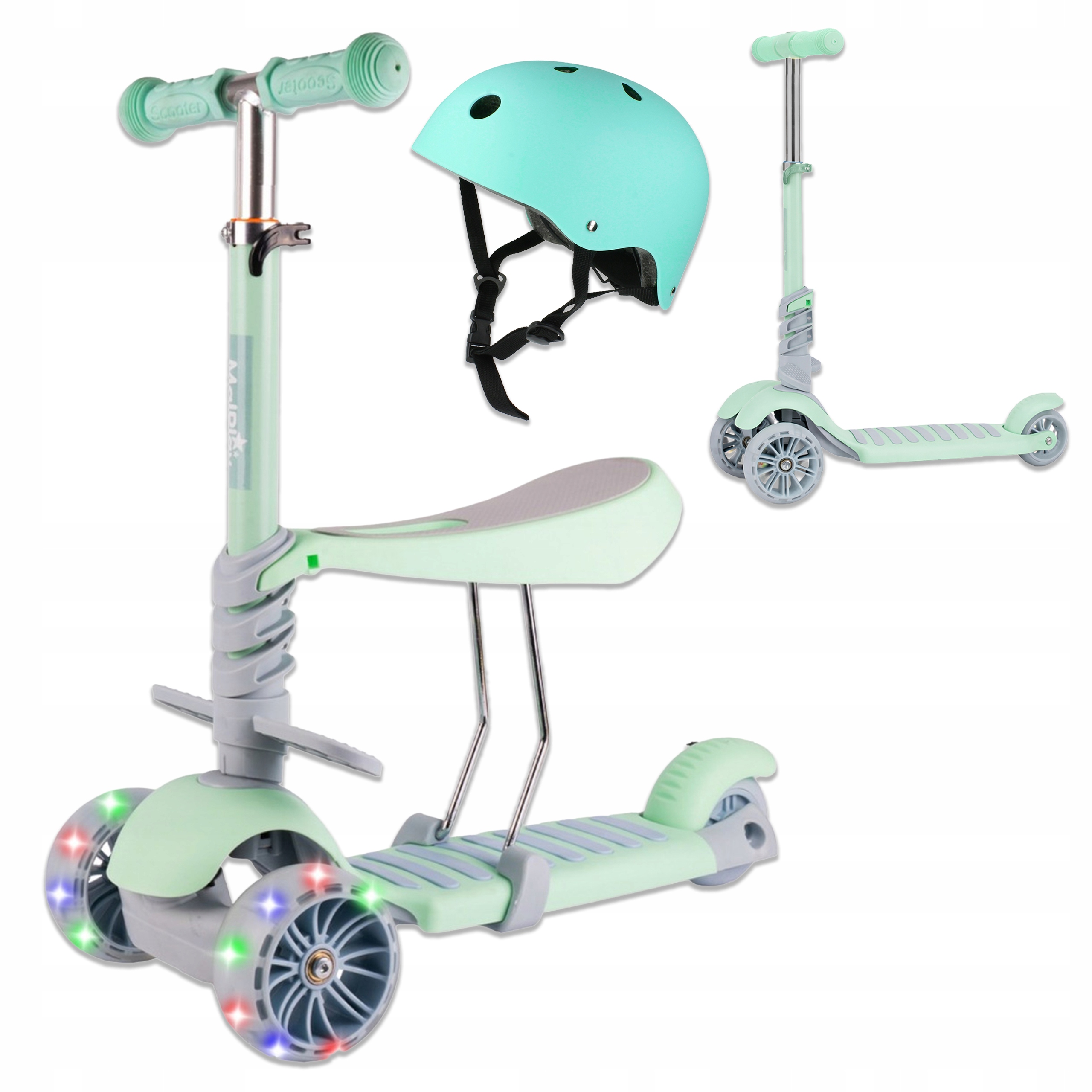 Hulajnoga 3-kołowa balansowa 2w1 siodełko kask koła Led regulowana