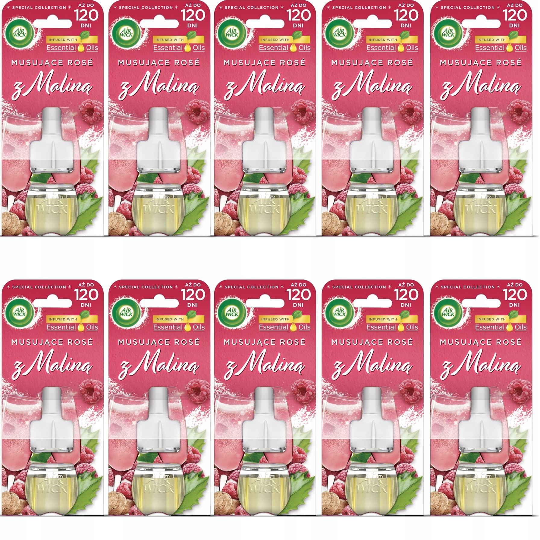 Levně Air Wick Náplně Do Elektrického Osvěžovače Šumivé Rosy S Malinou 10X19 ML