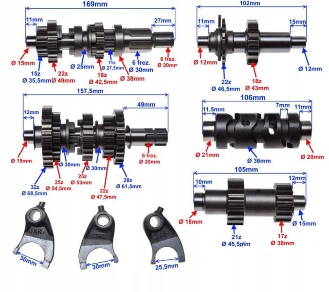 09749000147 - Bashan X-One 250cc коробка передач полный вал