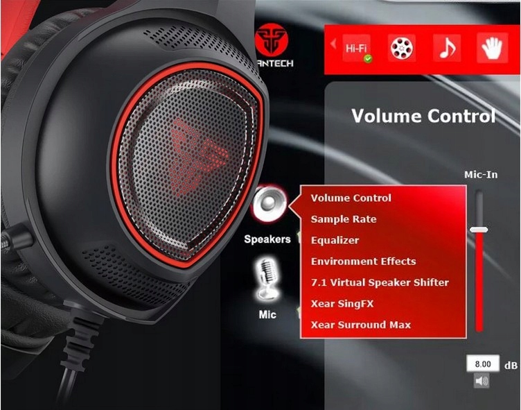 Słuchawki nauszne gamingowe mikrofon Fantech HG16 Kolor czarny