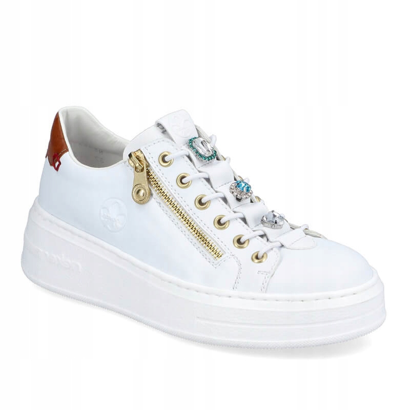 Białe sneakersy półbuty damskie Rieker N5452-80 Marka Rieker