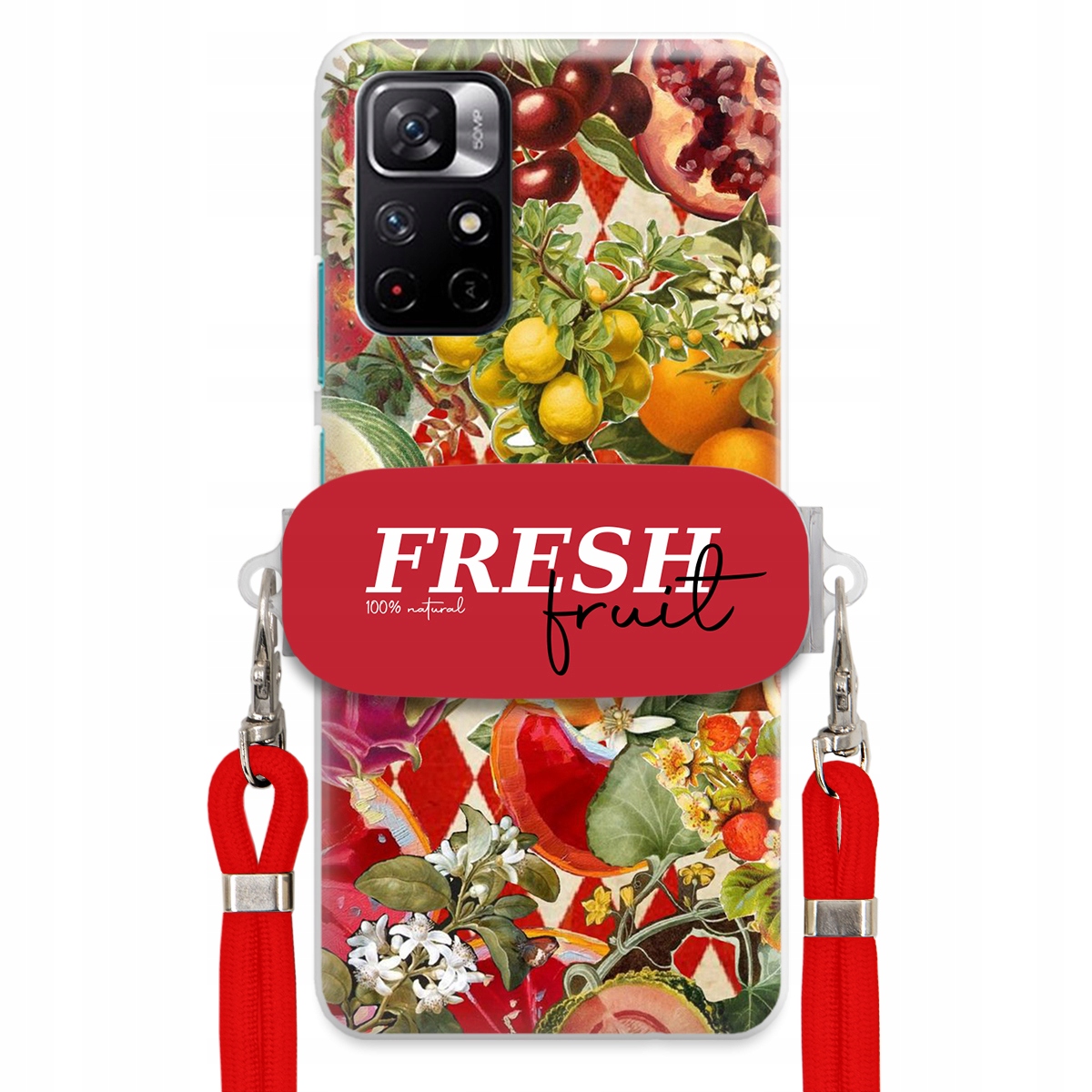 Puzdro pre Xiaomi Redmi Note 11 Červená Crossbody šnúra držiak Fresh Fruit