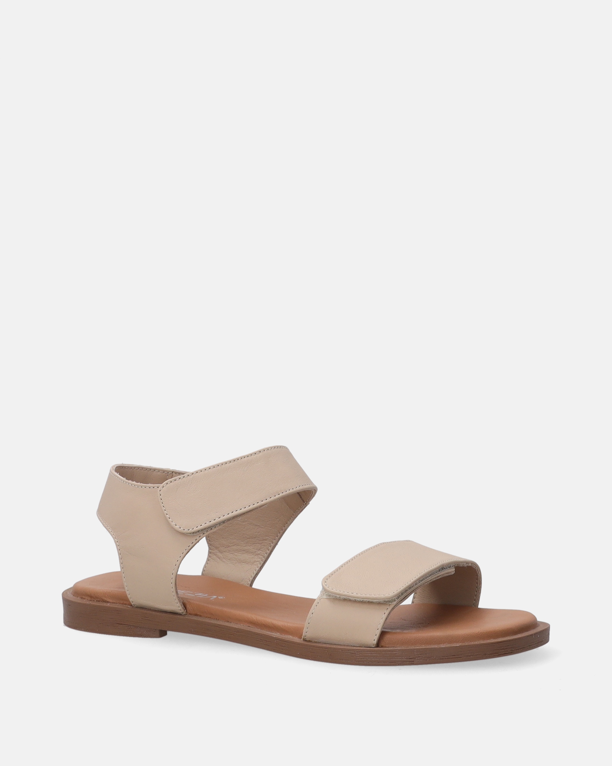 Venezia damskie beżowe sandały skórzane z regulacją na rzepy rozmiar 38