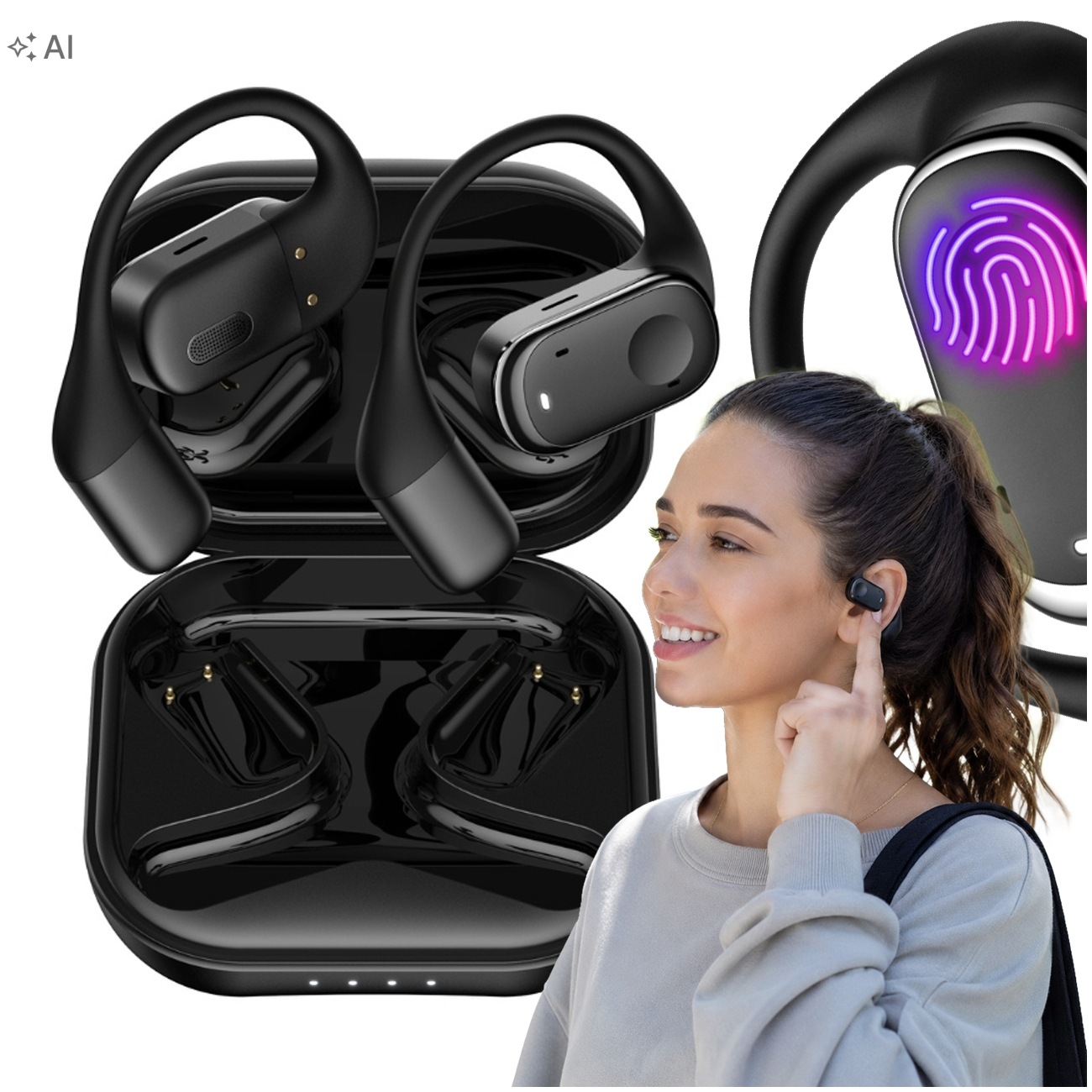 Bezdrátová Sluchátka Bluetooth 5.3 Do Uší Mikrofon Enc Open Ear Tws