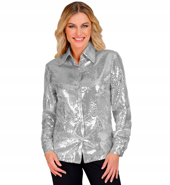 Dámská stříbrná flitrová košile flitry hollywood S/m
