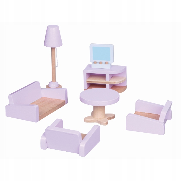 Meble do domu dla lalek drewniane 7 elementów
