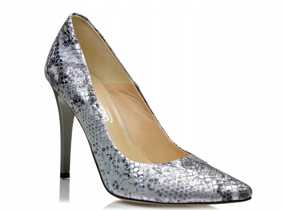 Stříbrný had, klasické elegantní dámské kožené lodičky J.w 40