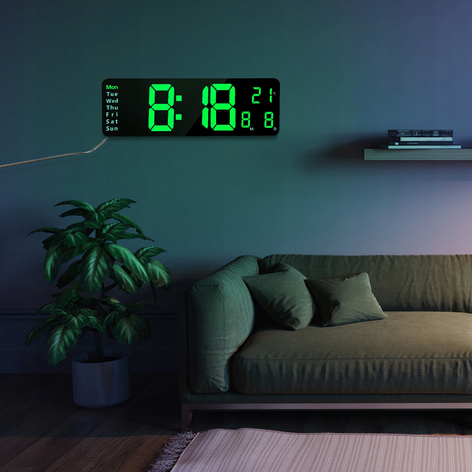 Elektroniczny zegar ścienny LED wiszący na tym samym ekranie Zasilanie baterie