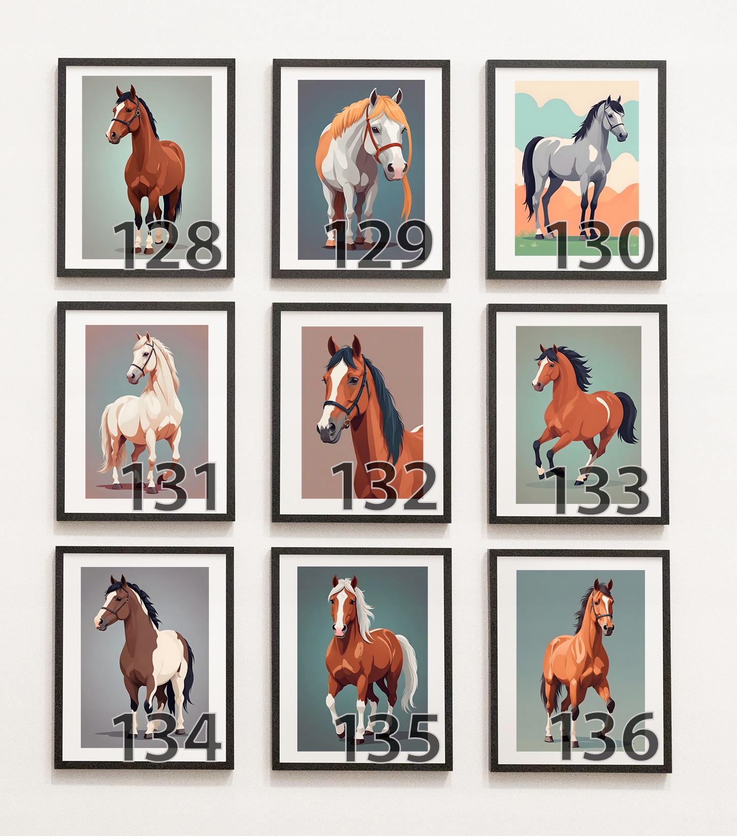 3 OBRAZKI DO POKOJU DZIECIĘCEGO A4 PLAKATY KONIE KONIKI PREZENT IMIE Stan opakowania oryginalne