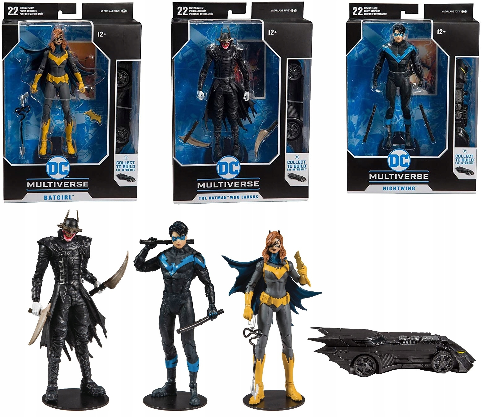 Zestaw 3 Figurki Batman Robin Batgirl DC Multivers