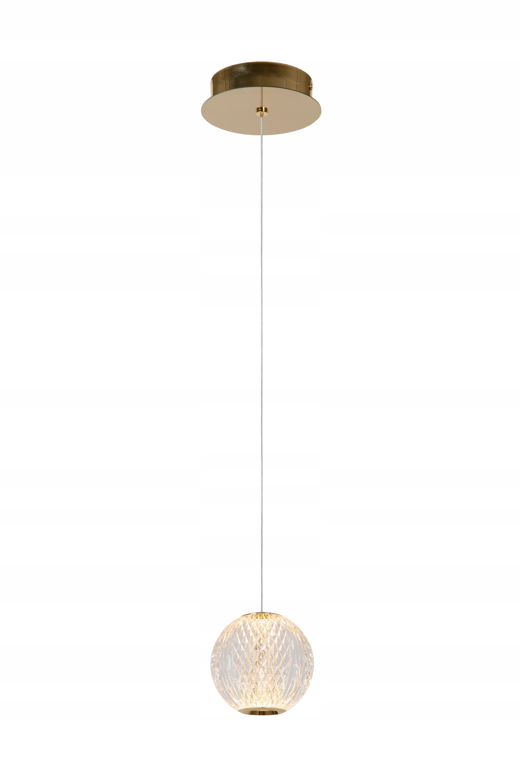 Závesná lampa zlatá Led glamour krištáľová guľa 14 cm do spálne Lucide