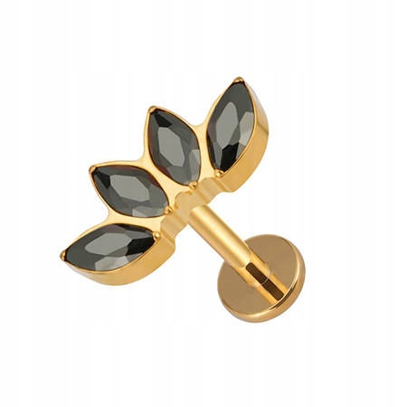 Titanová náušnice labret zlatá černá 1,2/8